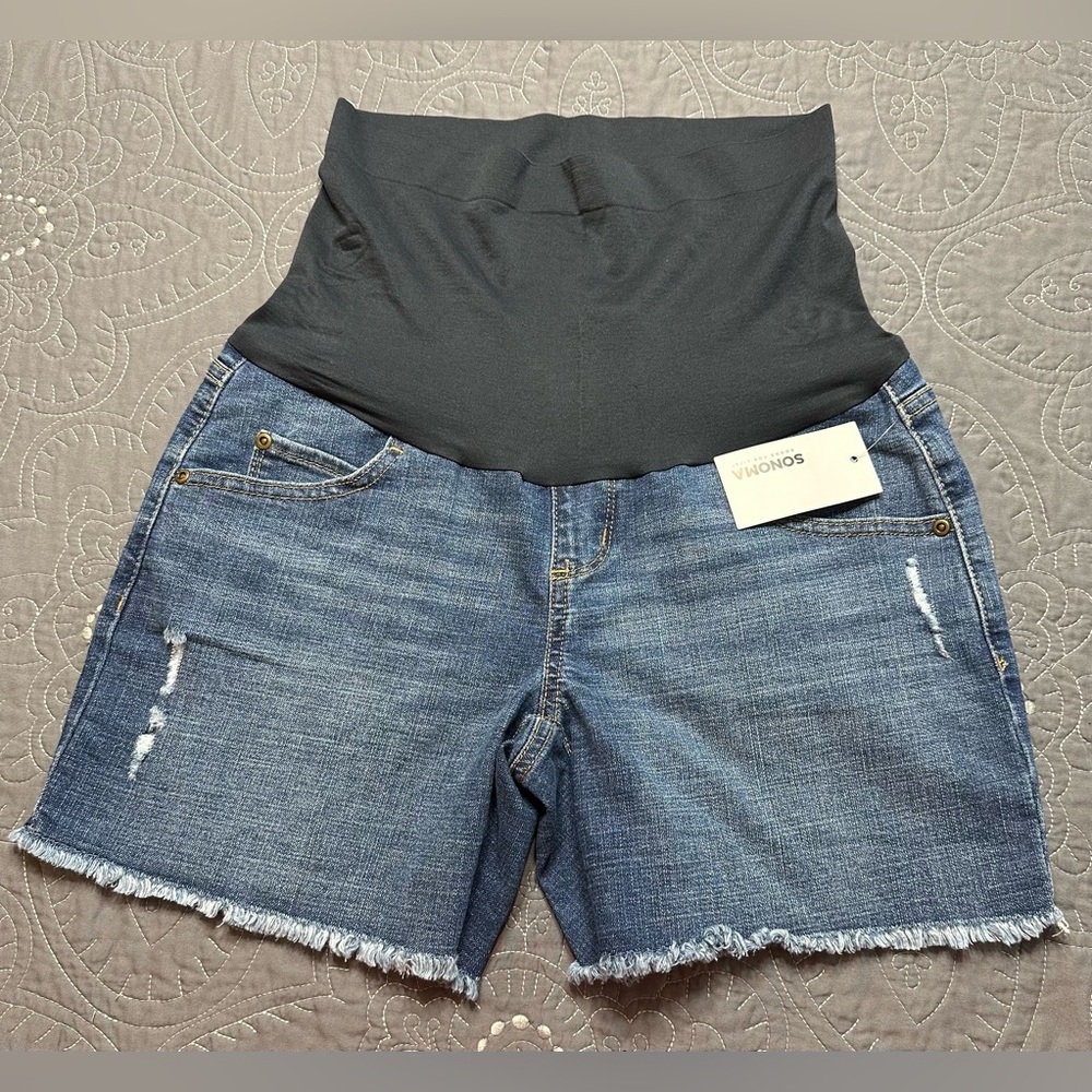 Sonoma Maternity Distressed Front Denim Shorts NWT Various Sizes